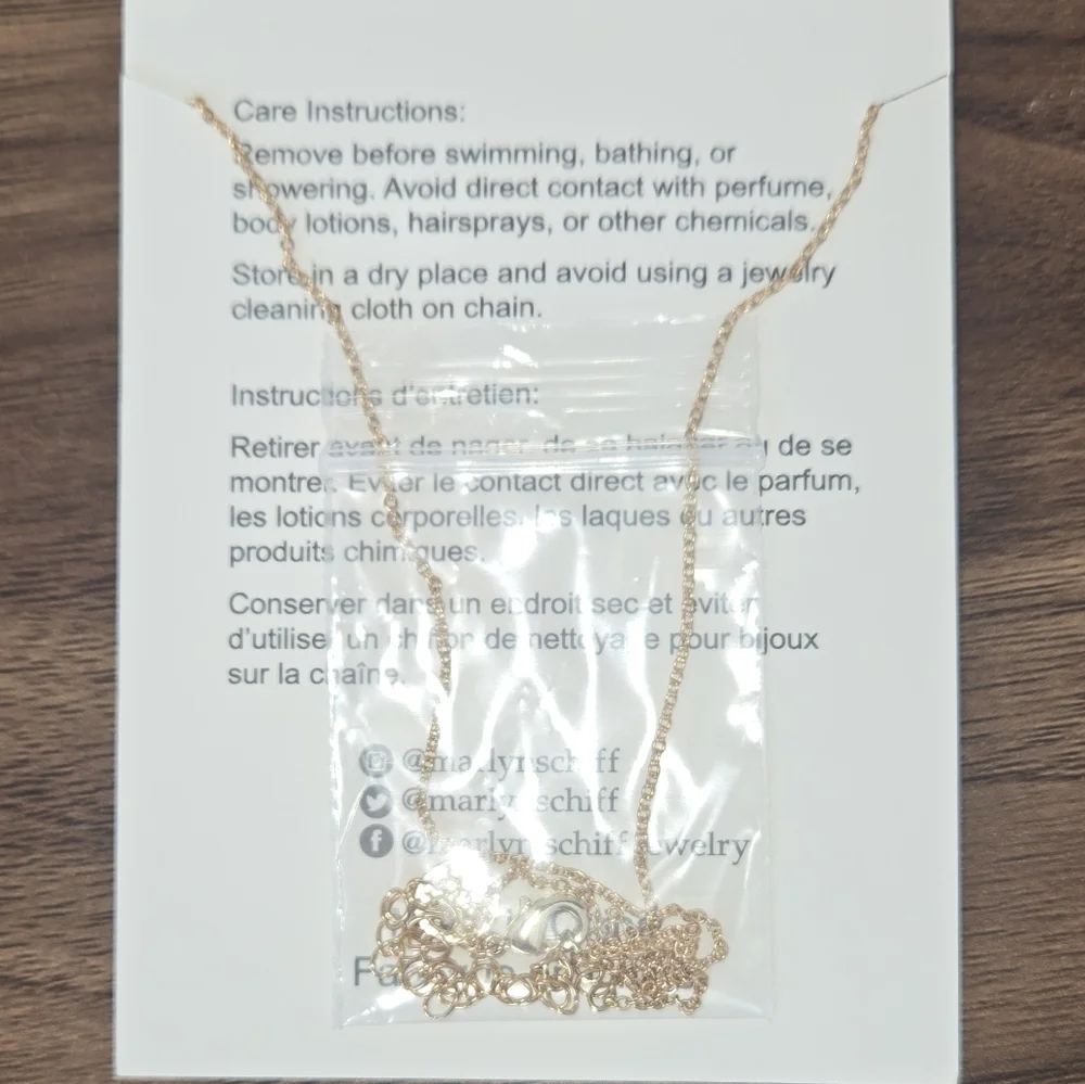 NWT Marlyn SchiffDouble Layered Gold Tone Necklace with Clear Crystal Gold Bead - Picture 2 of 10